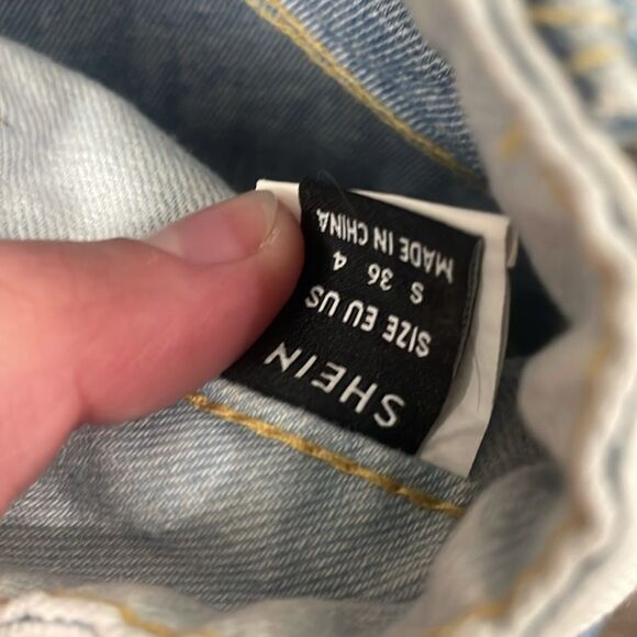 SHEIN Patch Work Two Toned Straight Jeans Size 4 - Picture 5 of 7